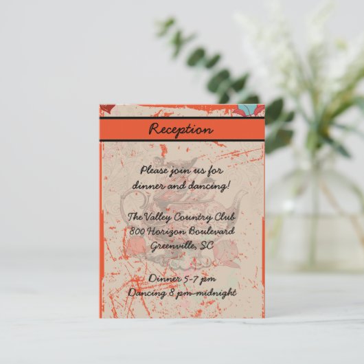 Teapot Fantasy Grunge Reception Card Informatiekaartje (Staand voorkant)