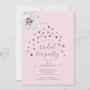 Teapot Floral Vrijgezellenfeest Tea Party Invitati Kaart