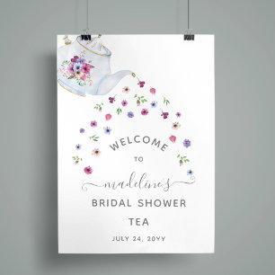 Teapot Floral Vrijgezellenfeest Tea Party Welkom Poster