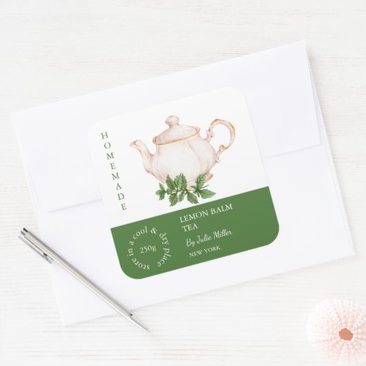 Teapot Lemon Balm Tea Label (Envelop)