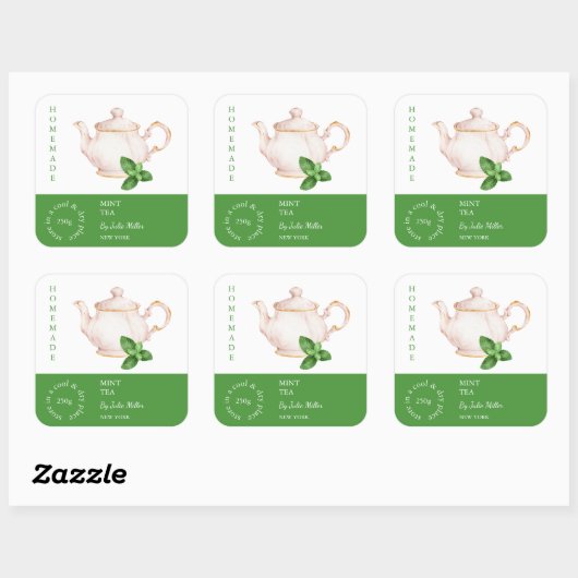 Teapot Mint Tea Label (Vel)