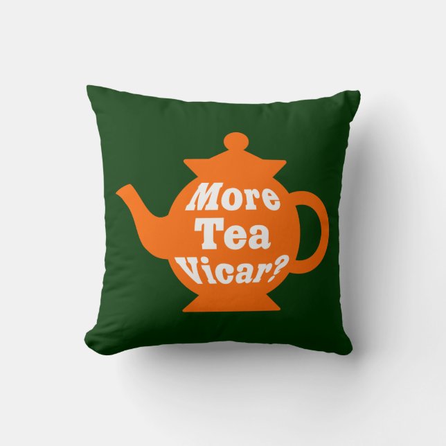 Teapot, nog meer thee Vicar? O & W op Dk Grn Kussen (Voorkant)