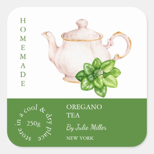 Teapot Oregano Tea Étiquette (Devant)