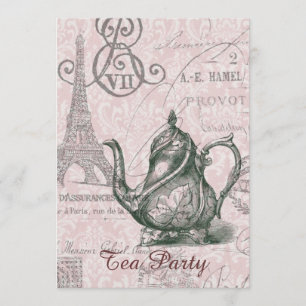 teapot paris eiffel tower tea party kaart