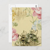 Teapot Paris Tea Party Briefkaart (Voorkant / Achterkant)