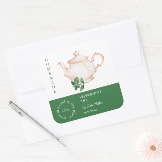 Teapot Peppermint Tea Label (Envelop)