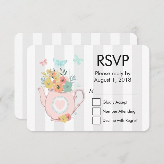 Teapot rose avec Fleurs et Papillons RSVP (Devant / Derrière)