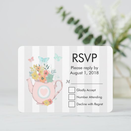 Teapot rose avec Fleurs et Papillons RSVP (Debout devant)
