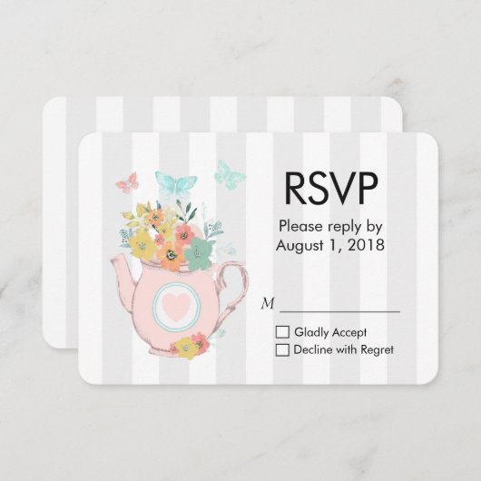 Teapot rose avec Fleurs et Papillons RSVP (Devant / Derrière)