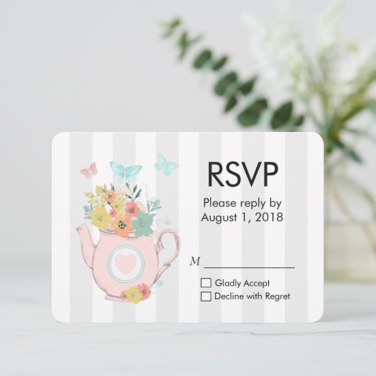 Teapot rose avec Fleurs et Papillons RSVP (Debout devant)