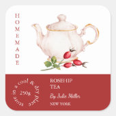 Teapot Rosehip Tea Label (Voorkant)