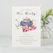  Teapot rouge Baby shower Floral Invitation Tea Pa (Debout devant)