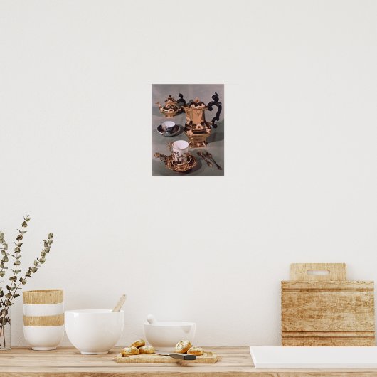 Teapot, suikerkom, chocoladepot en mok poster (Keuken)
