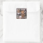Teapot, suikerkom, chocoladepot en mok vierkante sticker (Tas)