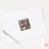 Teapot, suikerkom, chocoladepot en mok vierkante sticker (Envelop)