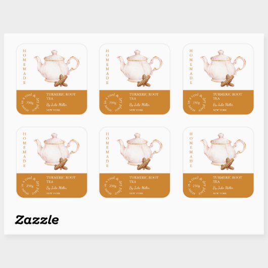 Teapot Turmeric Étiquette de thé racine (Feuille)