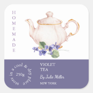 Teapot Violet Étiquette de thé