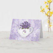 Teapot Violettes Grandes Police Carte Anniversaire (Fleur jaune)