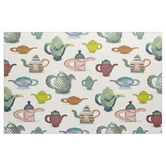 Teapots - des pots de thé peints sur tissu (Fat Quarter)