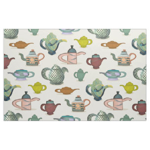 Teapots - fancy geverfde theepotten op weefsel stof