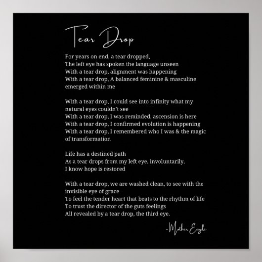 Tear Drop Awakening Third Eye Poem poster (Voorkant)