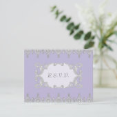 Tear Drop Lace, Lavender & Gris - Faire-Part de Ma (Debout devant)