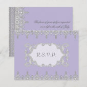 Tear Drop Lace, Lavender & Gris - Faire-Part de Ma (Devant / Derrière)