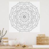 Teardrop Heart Mandala with Ornate Leaf Layers Poster (Keuken)