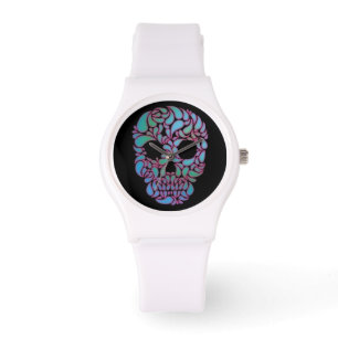 Teardrop Snoep schedel in blauw, groen en roze Horloge