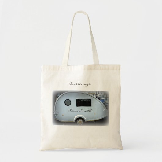 Teardrop-zigeunercaravan gelukkig kamperen Thunder Tote Bag (Voorkant)
