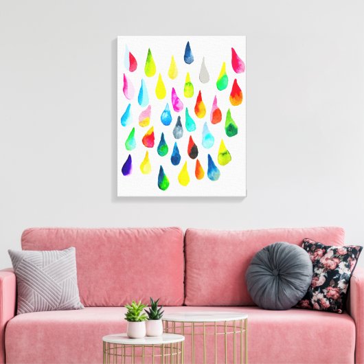 Teardruppels waterverf kleurige whimsical canvas afdruk (Insitu (Woonkamer))