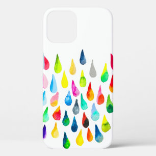 Teardruppels waterverf kleurige whimsical iPhone 12 hoesje