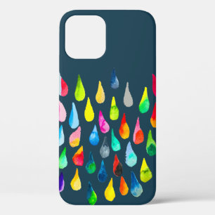 Teardruppels waterverf kleurige whimsical iPhone 12 hoesje