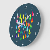 Teardruppels waterverf kleurige whimsical grote klok (Hoek)