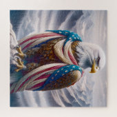 Tearful Bald Eagle met Amerikaanse vlag Legpuzzel (Horizontaal)