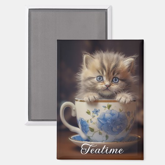 Teatime Kitten Magnet (Recto/Verso)