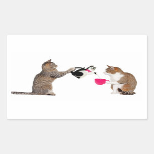 Teatime voor katten rechthoekige sticker