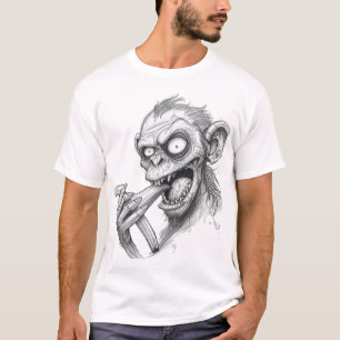 Tebere Zombie Aap Schets – Donker Horror Wezen T-shirt