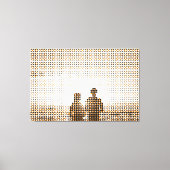 Tech Black&Oranje Halftone Effect Couple Beach Canvas Afdruk (Voorkant)