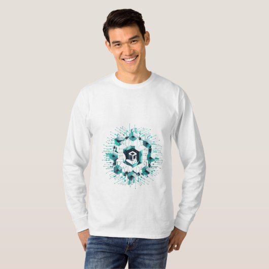 Tech Blockchain Hexagon Shirt met lange mouwen (Voorkant volledig)