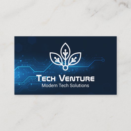 Tech Blue Achtergrond | Techie Logo Visitekaartje (Voorkant)