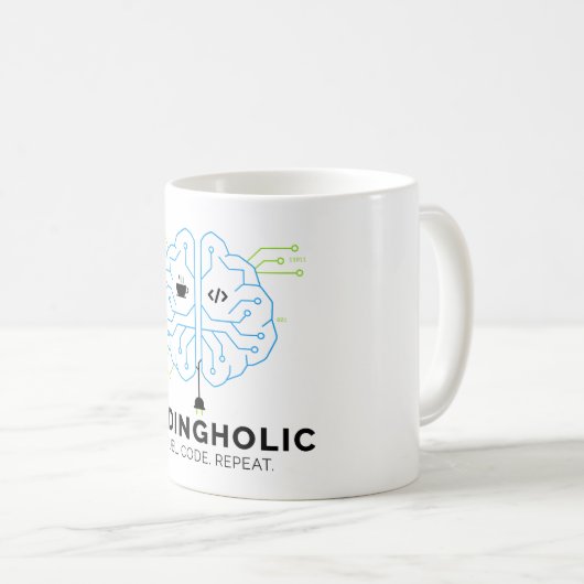 Tech Brain Coding Mug for Programmers & Coders (Devant droit)