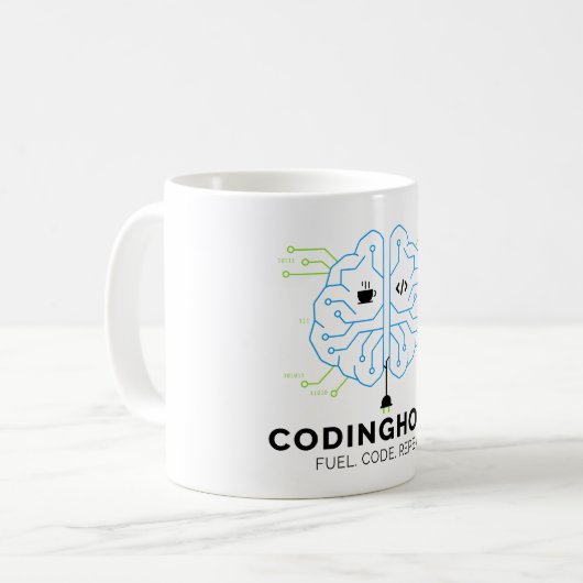 Tech Brain Coding Mug for Programmers & Coders (Devant gauche)
