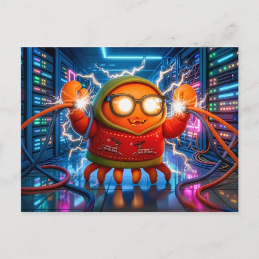 Tech Crab Facing Short Circuit In Serverroom Briefkaart (Voorkant)