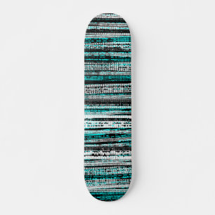 Tech Decay - Zwart en Wit op Cyaan Skateboard