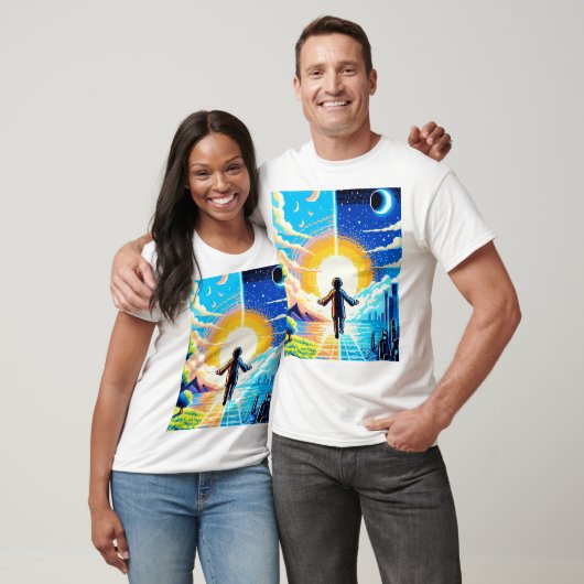 Tech en Natuur Harmony - 8-bit Pixel Art T-shirt (Unisex)