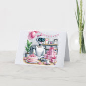 Tech Girls Pink Sparkle Robot Carte d'anniversaire (Devant)