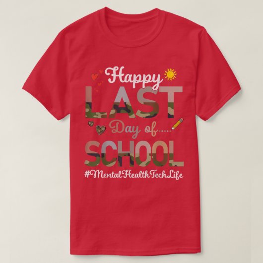 Tech Happy Fijne dag op school Camo Prin T-shirt (Design voorkant)