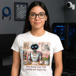 Tech Meisjes AI Robot Roze Glitter T-shirt