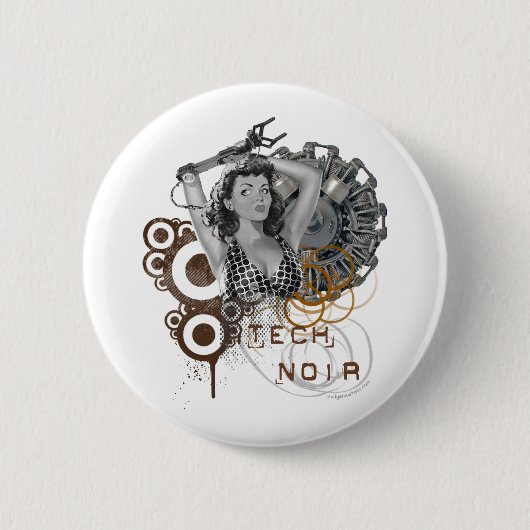 Tech noir pulp steampunk dame ronde button 5,7 cm (Voorkant)
